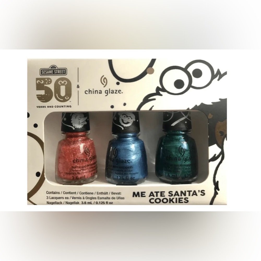 China Glaze Sesame Street, Me Ate Santa's Cookies * Mini 3 Nail Polish NEW